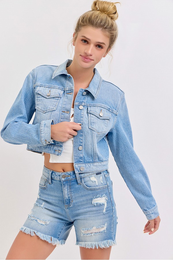 Denim Oversized Cropped Jacket